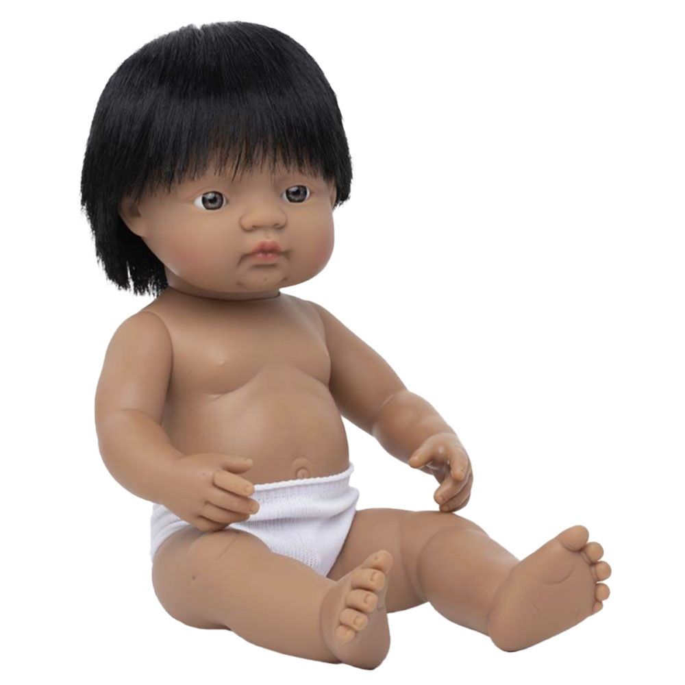 Miniland Baby - Caucasian Dark Blond Boy Doll - 38cm - White